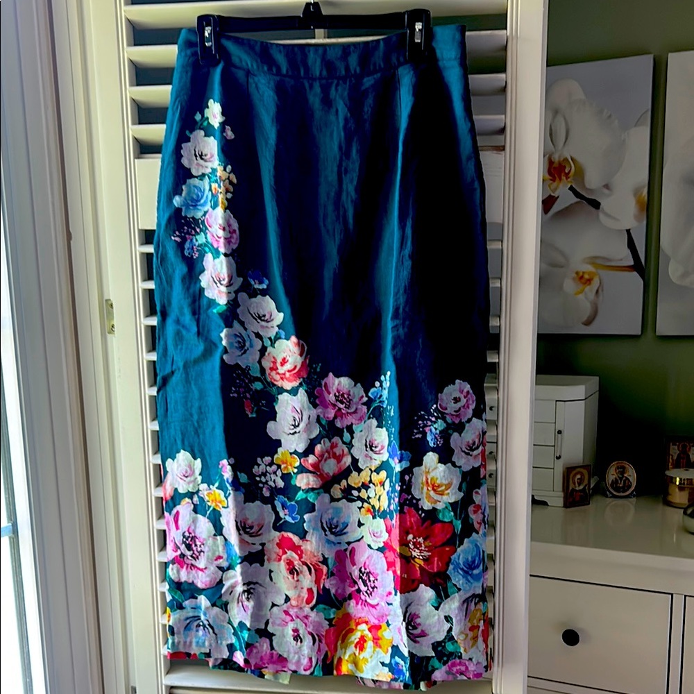 Sundance Blue Maxi Pencil Skirt for Night Out, 100% linen